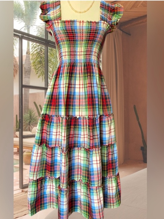 Hill House Dresses & Skirts - Hill House The Ellie Nap Dress Multicolor Plaid Tiered Summer Dress Women’s Sml